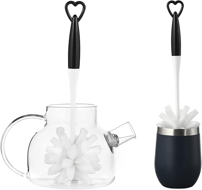 ALINK Bottle Glass Dish Sponge Cleaning Brush with Handle, Pack of 3