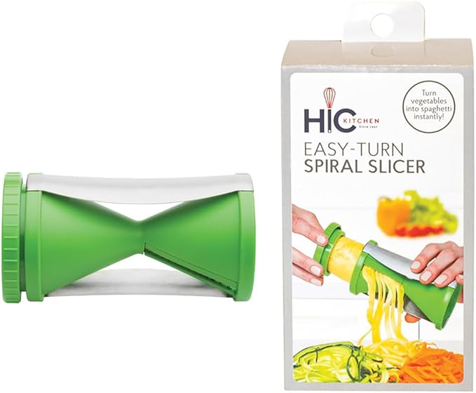 HIC Kitchen Spiral Vegetable Slicer, 18/8 Stainless Steel Blades, Set of 2