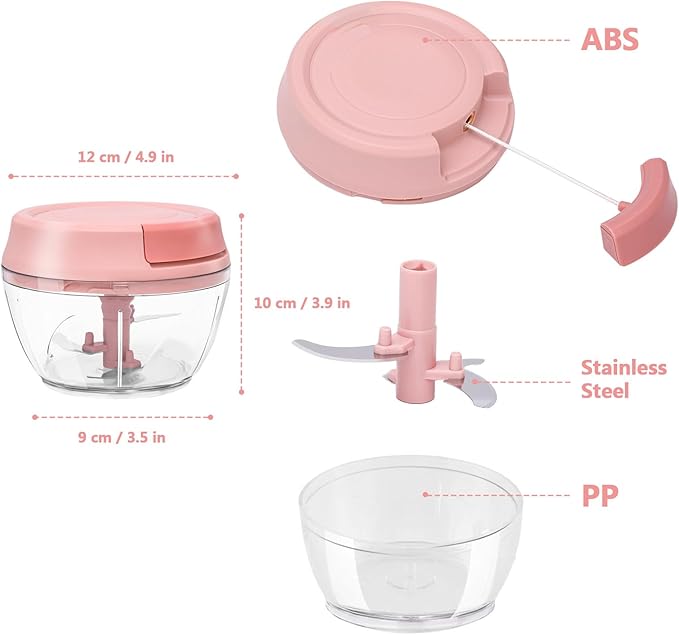 Manual Food Chopper Vegetable Cutter Onions Cutter Garlic Dicer Grinder Veggie Chopper with Container 500ML