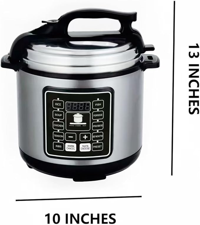 10 In 1 Electric Pressure Cooker With 24-Hour Reservation Function, Slow Cooker, Rice Cooker, Wok, Cake, Yogurt, Etc., 6 L, Stainless Steel/Black.