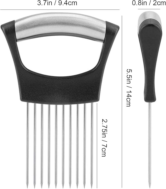 JAYVAR Onion Holder for Slicing, Onion Cutter Vegetable Chopper, Stainless Steel Tomato Slicer Vegetable Cutter for Potato, Avocados, Eggs, Food Slicer Assistant Tool for Fruit Lemon and Meat