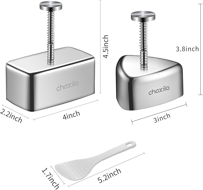 3 Pack Onigiri Mold Stainless Steel, Musubi Mold Rice Kit, Maker Press, Classic Triangle Rice Ball Maker Sushi Set for Kid Lunch Bento and Home DIY