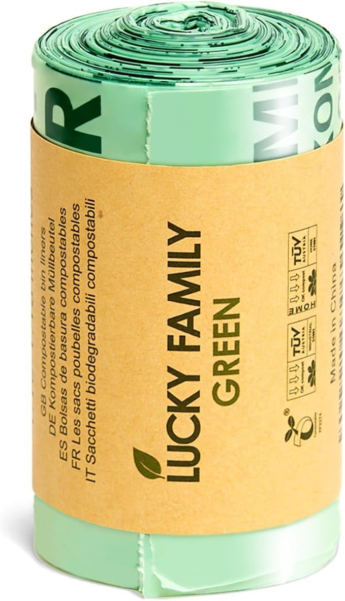 Compostable Trash Bags for Kitchen Compost Bins – 1.3 Gallon Small Compost Bags for Countertop Bin, Green Compostable Bags, BPI & OK Industrial Certified, Leak-Proof Food Waste Bags (50 Count)