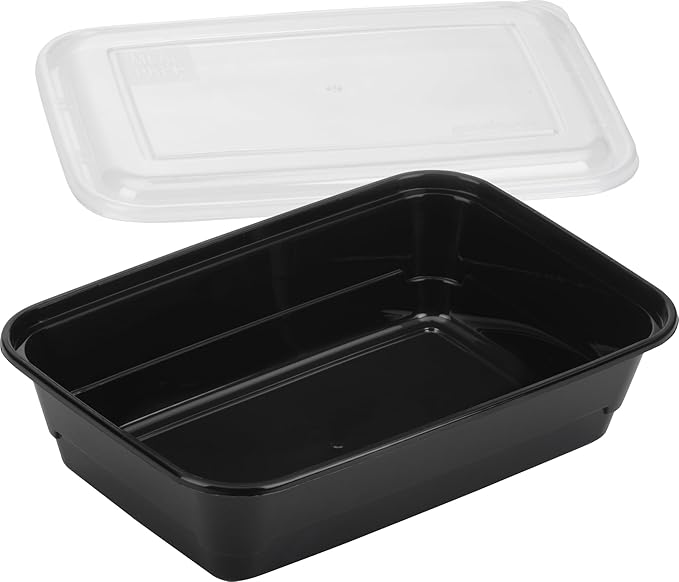GoodCook Meal Prep Rectangle Single Compartment 30 units, Black, BPA Free