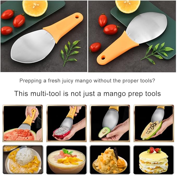 2 Pcs Mango Slicer Cutting Tool, Watermelon Cutter Tool, Mango Splitter Dragon Fruit Prep Tool, Mango Pitter and Peeler with Non-Slip Handle Kitchen Tools for papaya, avocado, Kiwi