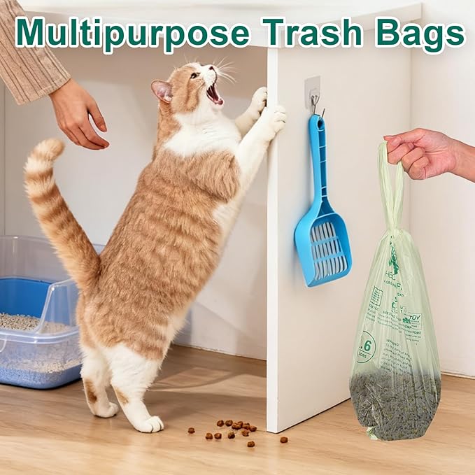 2.6 Gallon 100 Count,Compostable Bags Handle Tie,Tear Resistant Kitchen Food Scrap Waste Bag, ASTM D6400, US BPI and Europe OK Compost Home Certified