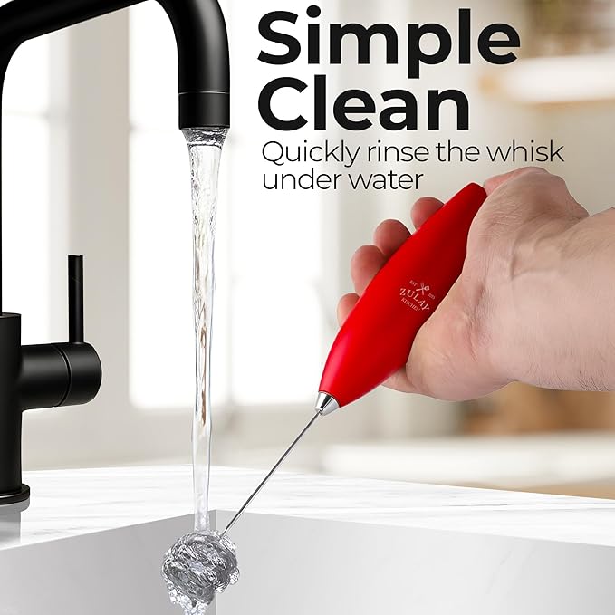 Zulay Kitchen Patented Tornado Triple Whisk Milk Frother with 4 Duracell Batteries – Handheld Foam Maker for Coffee, Lattes, Matcha & Hot Chocolate – Rich, Creamy Froth in Seconds