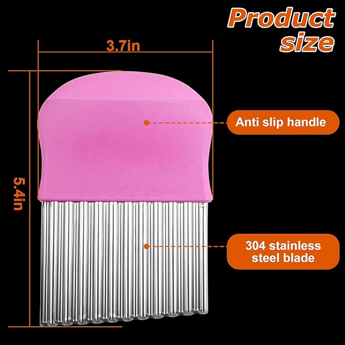 Crinkle Cutter for Veggies, Wavy Potato Cutter for French Fries, Stainless Steel Waffle Fry Wavy Chopper, 2 Pack