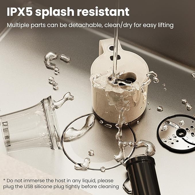 4-in-1 Waterproof Cordless Electric Vegetable Slicer Set - Handheld Electric Chopper, Garlic Chopper, Food Slicer, Hand Mixer with Blender for Chopping, Dicing and Pureeing