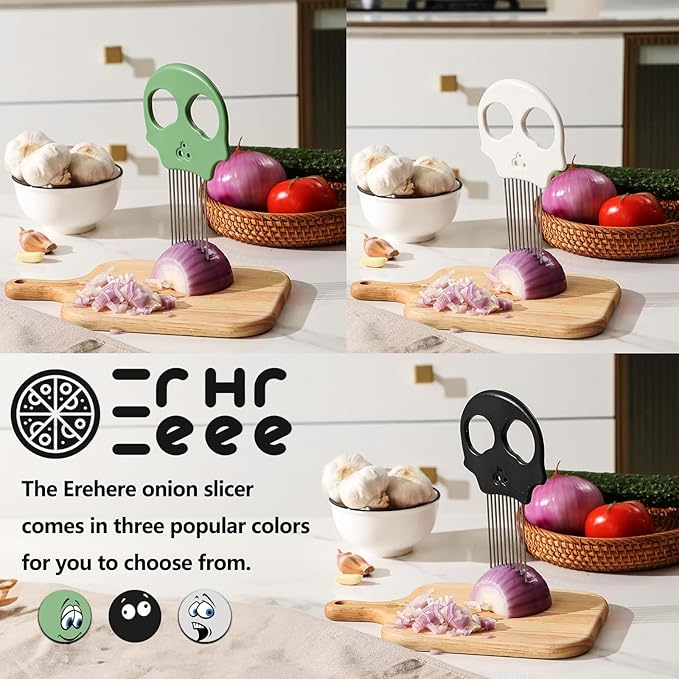 Stainless Steel Onion Cutter & Egg Slicer – Multi-Function Vegetable Cutter and Herb Stripper for Avocados, Tomatoes, and Potatoes (Obsidian)
