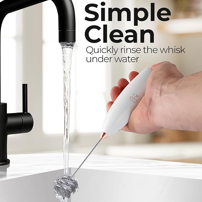 Zulay Kitchen Patented Tornado Triple Whisk Milk Frother with 4 Duracell Batteries – Handheld Foam Maker for Coffee, Lattes, Matcha & Hot Chocolate – Rich, Creamy Froth in Seconds