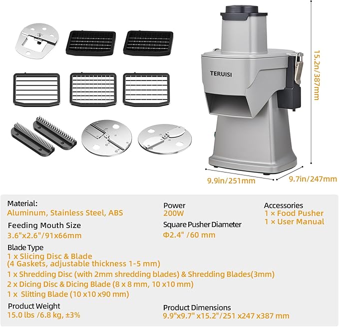 4-In-1 Electric Vegetable Chopper, 200W Vegetable Slicer Food Processor, Veggie Food Cutter With Slicing Shredding Dicing And Striping Function For Commercial Home Use