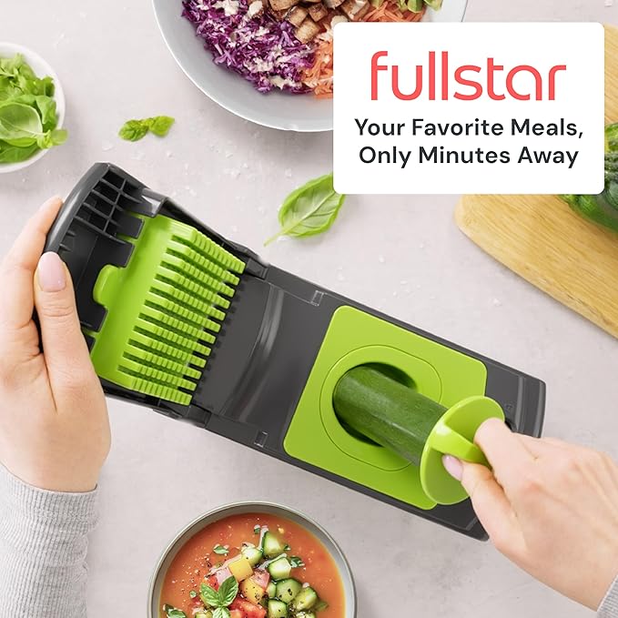 Fullstar The Original Pro Chopper - Vegetable Chopper and Spiralizer, Food Chopper with Container, Fruit Slicer, Kitchen Gadgets & Gifts, Home Essentials (4 in 1, Gray/Green)