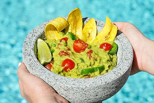 IMUSA USA Super Heavy Traditional Granite Molcajete Spice Grinder, 8-Inch, Gray, 8