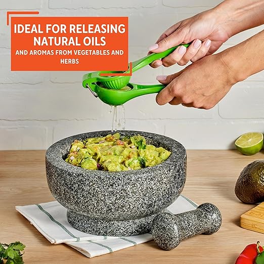 IMUSA 8.5" Traditional Heavy Duty Polished Granite Molcajete for Fresh Guacamole, Salsa, Pesto, Herbs, Spices
