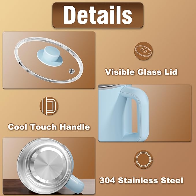 Topwit Hot Pot Electric, Electric Pot, 1.6L Ramen Cooker, Multifunctional Cooker for Pasta, Shabu-Shabu, Oatmeal, Soup and Egg with Over-Heating Protection, Boil Dry Protection, Blue