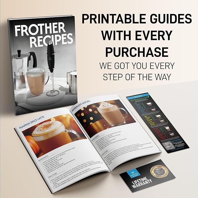 Zulay Kitchen Double Whisk Milk Frother with 2 Duracell Batteries - Powerful Handheld Foam Maker for Coffee, Lattes, Matcha, Hot Chocolate & Cappuccinos - Whip Creamy Froth in Seconds