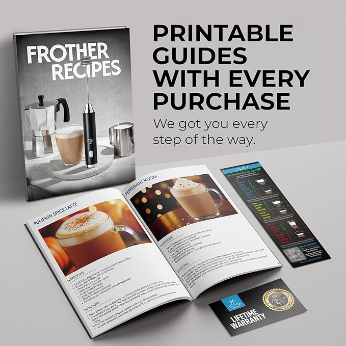 Zulay Kitchen Metal Rechargeable Milk Frother, 3 Whisk Attachments Handheld Frother Wand, 1800mAh USB-C Charging, Electric Drink Mixer for Protein, Matcha & Powders - One Charge Lasts up to 6 Months