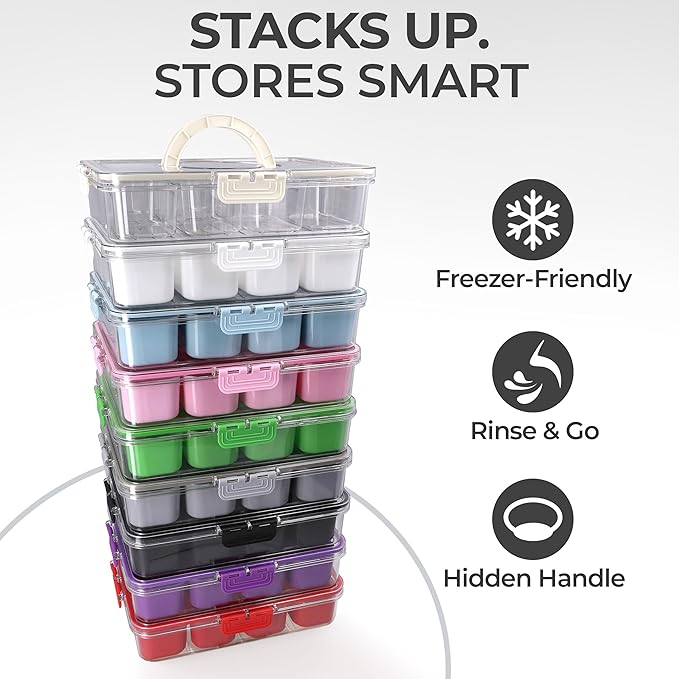 Snackle Box Container with Lid Travel Charcuterie Box with Handle Organizer for Candy, Fruit, Nuts, Veggies, Snacks, Beach Essentials, Portable Lunch Box (Bright White, Large)