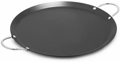 IMUSA 11in Carbon Steel Nonstick Round Comal with Metal Handles, Black