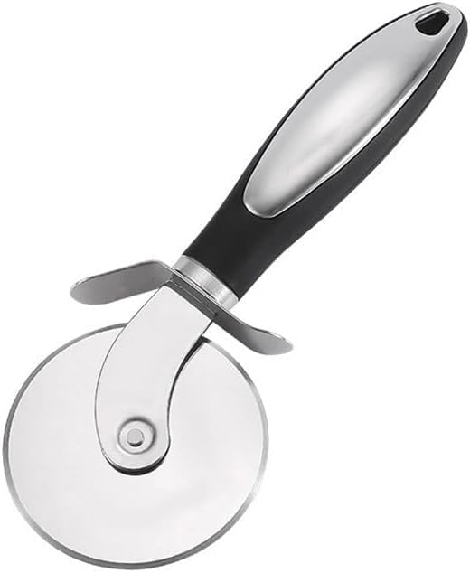 Premium Pizza Cutter Food Chopper-Super Sharp Stainless Steel Pizza Cutters Rocker/Slicer/Blade/Knife with Cover Multi Function Kitchen Tools,Dishwasher Safe (deep black)