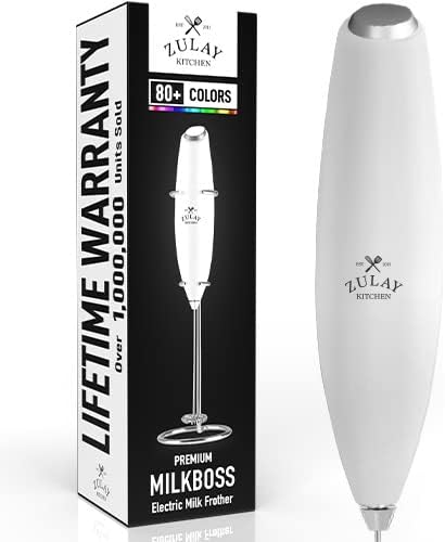 Zulay Kitchen Powerful Milk Frother Wand With 4 AA Duracell Batteries - Ultra Fast Handheld Drink Mixer - Electric Whisk Foam Maker for Coffee, Lattes, Cappuccino, Matcha & Creamer