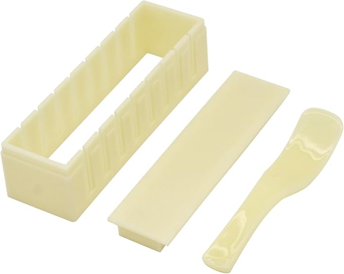 Sushi Mold Kit for Beginners Sushi Maker Sushi Shape Press Sushi Molder Safe Material Sushi Making Kit for Family Save Time Off white (Square)