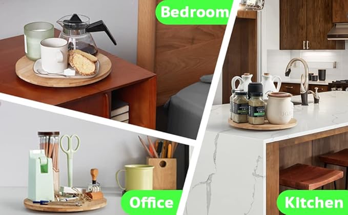 10 Inch Bamboo Lazy Susan Organizer Turntable for Kitchen Cabinet Table Refrigerator Lazy Susans Spice Rack for Pantry Countertop Organization