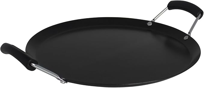 IMUSA USA, Black Carbon Steel Large Round Comal with Bakelite Handles, 14"