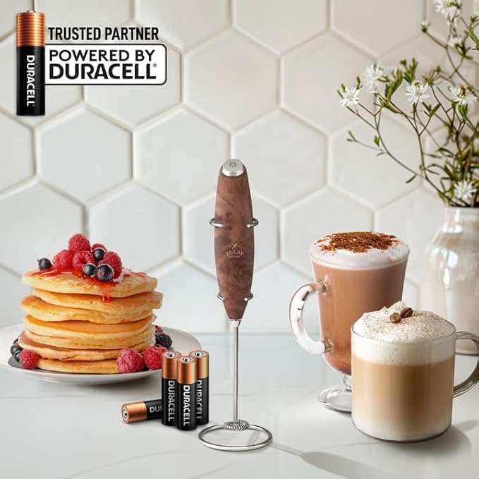 Zulay Kitchen Powerful Milk Frother Wand With 4 AA Duracell Batteries - Ultra Fast Handheld Drink Mixer - Electric Whisk Foam Maker for Coffee, Lattes, Cappuccino, Matcha & Creamer