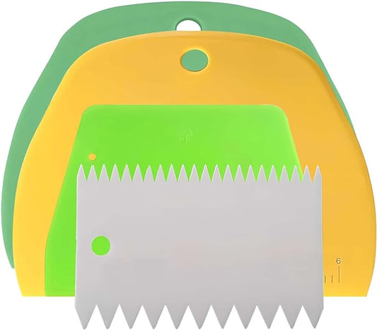 Dough Scraper Plastic Bench Scraper, Dough Scraper Tool Dough Cutter, Flexible Bench Scraper for Making Bread Pizza, 4 PCS