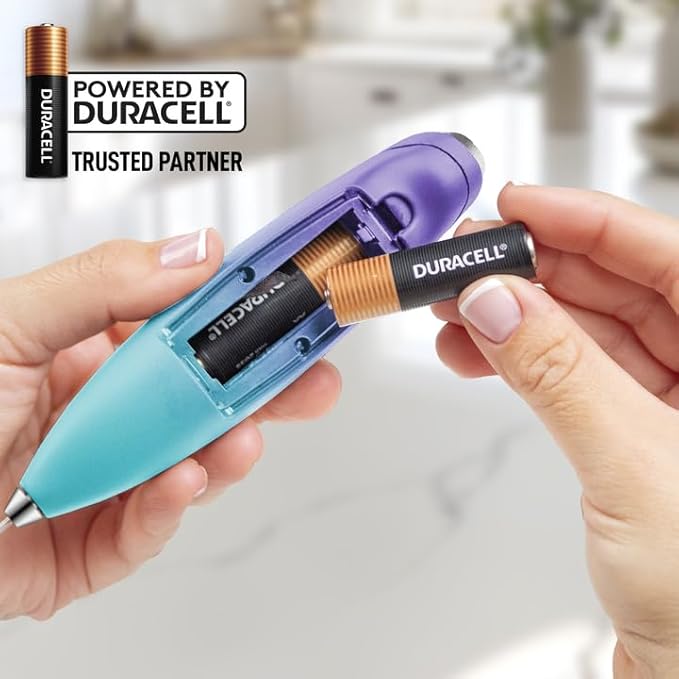 Zulay Kitchen Powerful Milk Frother Wand With 4 AA Duracell Batteries - Ultra Fast Handheld Drink Mixer - Electric Whisk Foam Maker for Coffee, Lattes, Cappuccino, Matcha & Creamer