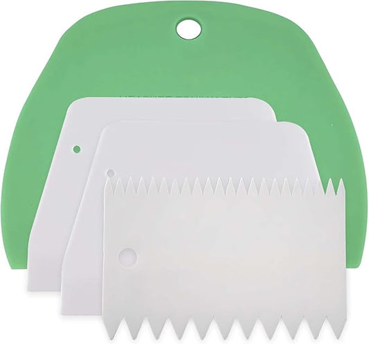 Dough Scraper Plastic Bench Scraper, Dough Scraper Tool Dough Cutter, Flexible Bench Scraper for Making Bread Pizza, 4 PCS