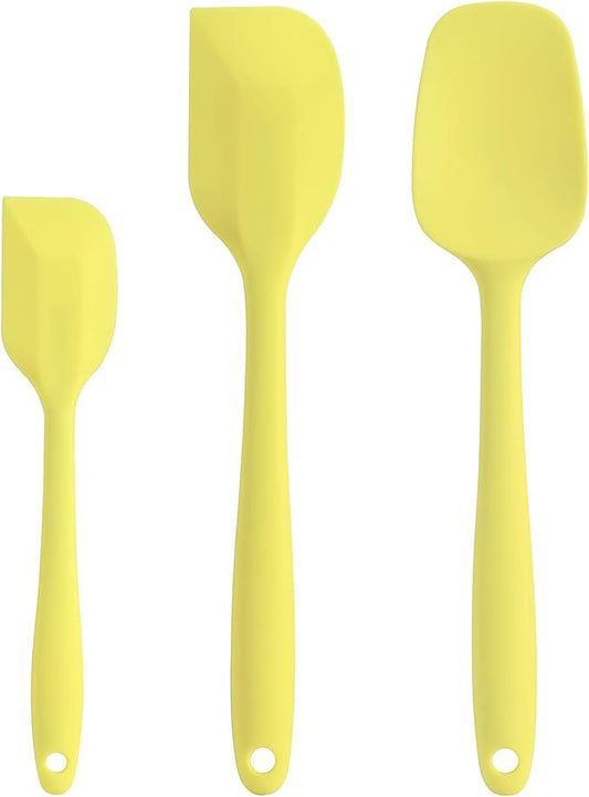 Silicone Spatula Set - Rubber Spatula - 600°F Heat Resistant Baking Spoon & Spatulas(Macaron Yellow)