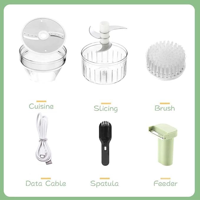 5 in 1 Electric Vegetable Chopper, Smart Kitchen Appliances, Mini Handheld Vegetable Chopper Set, Electric Vegetable Cutter with Egg Beater and Clean Brush
