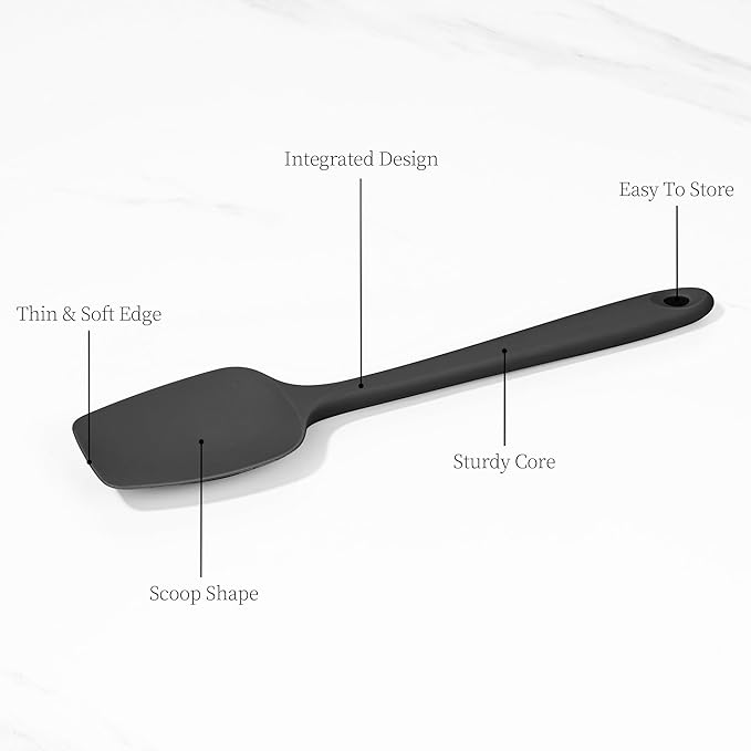 600ºF Heat Resistant Spatulas, High Heat Food Safe Semless Kitchen Silicone Scraper Set for Cooking Baking Mixing Scraping Stirring Nonstick Cookware Pan Bowl (3Pcs,Black)