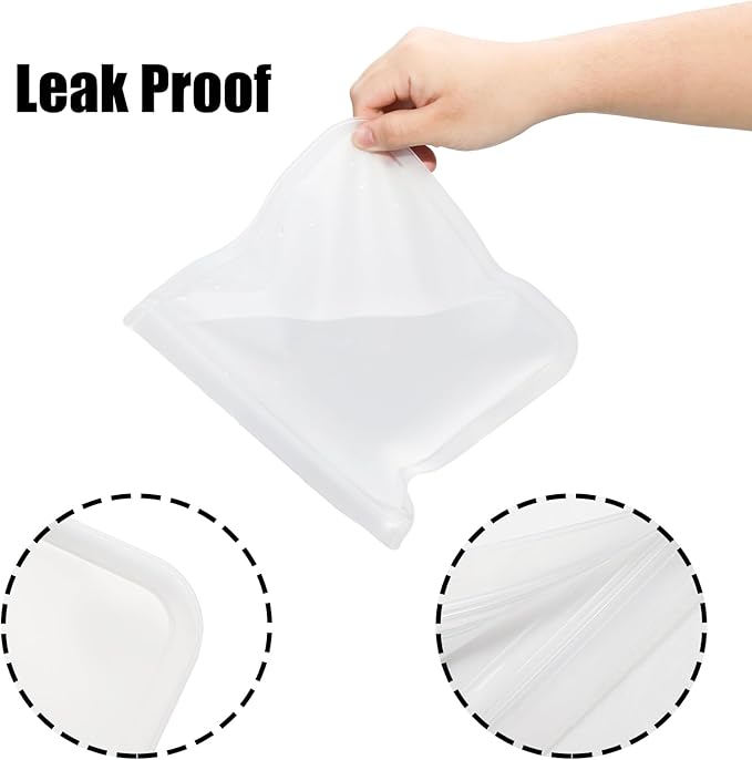 10 Pack Reusable Food Storage Bags, Leakproof Reusable Freezer Bags, 3 Sizes Silicone Food Storage Containers for Sandwich, Snack, Vegetable, Fruit or Meat (Clear)