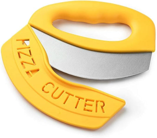 Premium Pizza Cutter Food Chopper-Super Sharp Stainless Steel Pizza Cutters Rocker/Slicer/Blade/Knife with Cover Multi Function Kitchen Tools,Dishwasher Safe (orange)