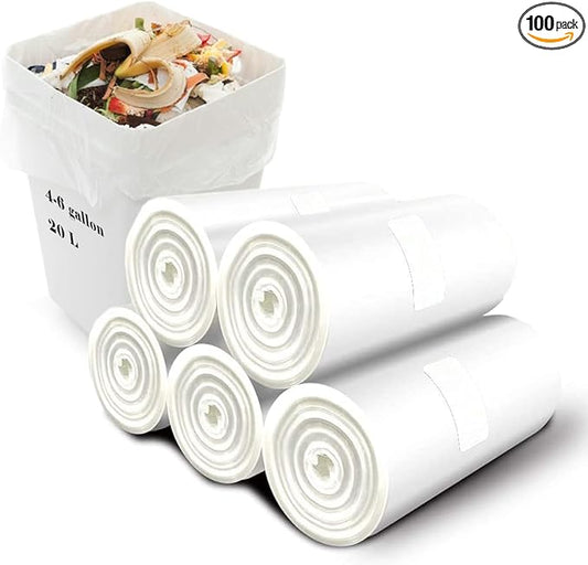 100 Count 4 Gallon Small Biodegradable Trash Bags 20L Leakage-Free Waste Basket Trash Bags Compost Garbage Bag Trash Can Liners for Kitchen, Restaurant, Office, Bedroom, Bathroom