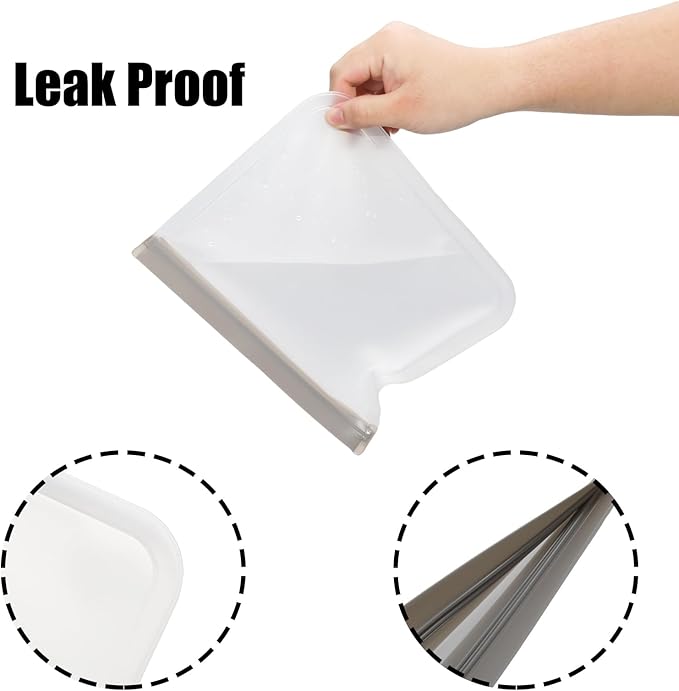 10 Pack Reusable Food Storage Bags, Leakproof Reusable Freezer Bags, 3 Sizes Silicone Food Storage Containers for Sandwich, Snack, Vegetable, Fruit or Meat (Grey)