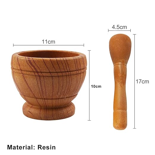 Resin Mortar and Pestle Set, Guacamole Bowl Molcajete Grinder Garlic Spices Herbs Mortar Pestle Set, Great for Guacamole Spice,Cooking Tools Supplies, Small 4.3 Inch Holds 1.5 Cups,Not Made by Stone