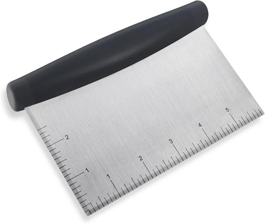 Plastic Bread Scraper Dough Cutter with Measuring Scale Multipurpose Bench Scraper Kitchen Tool Pastry Scraper for Cake Baking Food Pizza Stainless Steel Dough Scraper and Chopper Bench Knife (Black)