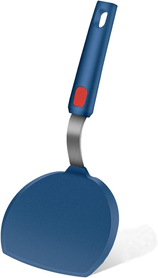 Silicone Spatula,Heat Resistant Kitchen Utensils for Nonstick Cookware, Spatulas Turner with Seamless Thin Edges for Pancakes, Eggs, Fish (Half-Round blue)