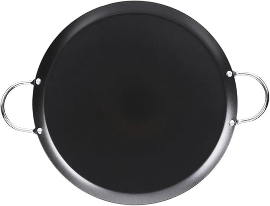 IMUSA 11in Carbon Steel Nonstick Round Comal with Metal Handles, Black