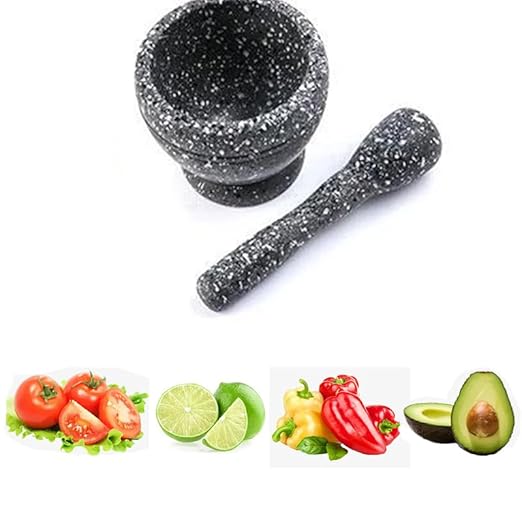 Resin Mortar and Pestle Set, Guacamole Bowl Molcajete Grinder Garlic Spices Herbs Mortar Pestle Set, Great for Guacamole Spice,Cooking Tools Supplies, Small 4.3 Inch Holds 1.5 Cups,Not Made by Stone
