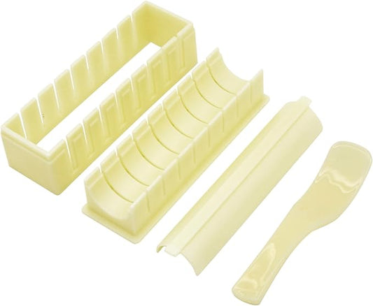 Sushi Mold Kit for Beginners Sushi Maker Sushi Shape Press Sushi Molder Safe Material Sushi Making Kit for Family Save Time Off white (Round)