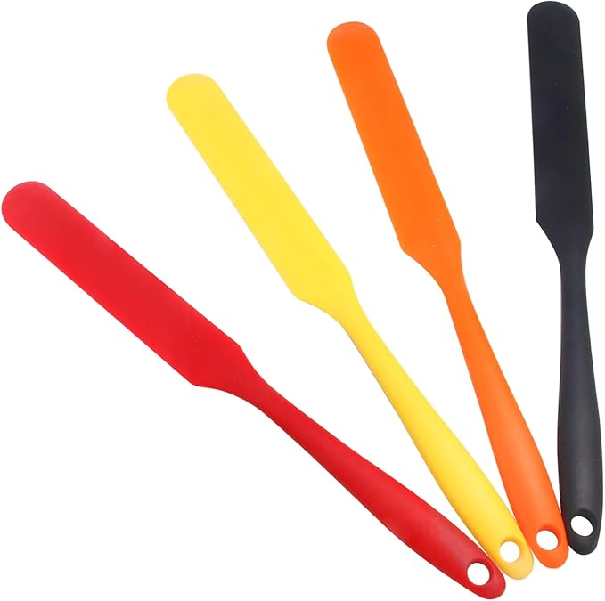 4 Pcs Silicone Jar Spatulas, Non-Stick Heat Resistant Cake Cream Spatulas Set, 9.8 inch Cake Cream Butter Spatulas(4 colors）