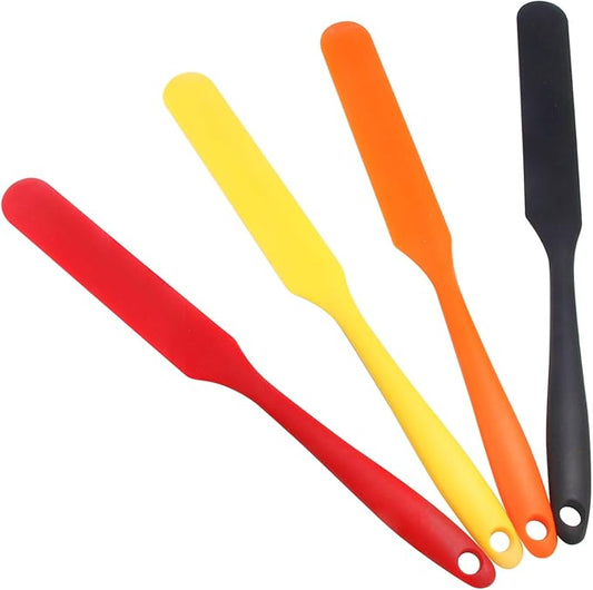 4 Pcs Silicone Jar Spatulas, Non-Stick Heat Resistant Cake Cream Spatulas Set, 9.8 inch Cake Cream Butter Spatulas(4 colors）