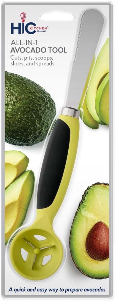 HIC Kitchen All-in-1 Avocado Tool, Stainless Steel Blade and Non-Slip Grip
