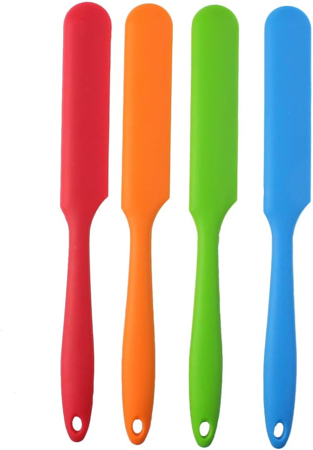 4pcs Silicone Spatula Set Heat Resistant Cake Cream Butter Spatulas Mixing Batter Scraper Non-Stick Flexible Baking Cooking Tool 4 Colors (multicolor)